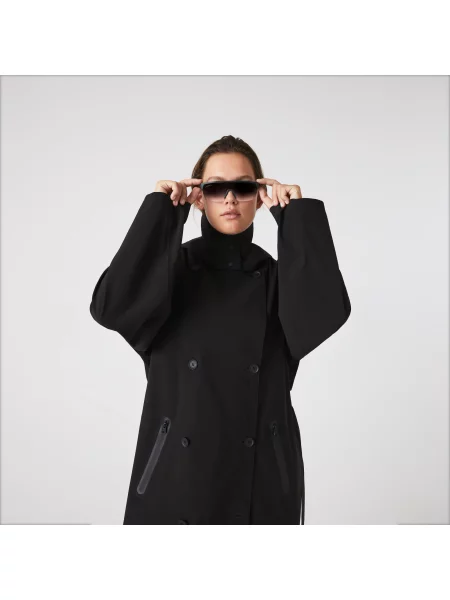 Lacoste Dwuwarstwowy Płaszcz Typu Oversize Z Piki Lacoste czarny