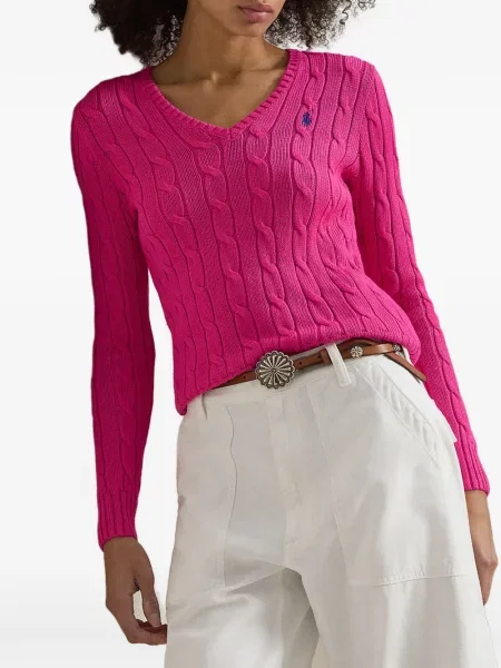 Pulover Polo Ralph Lauren cu decolteu în V roz