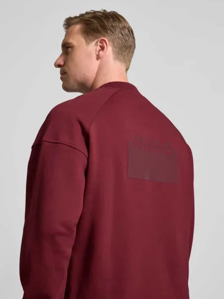 Bluza o kroju regular fit z czystej bawełny model ‘DELASTCREW’ Hugo bordowa