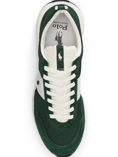 Niskie sneakersy z weluru Polo Ralph Lauren zielone