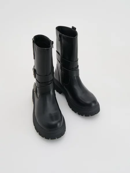 Сапоги Reserved из искусственной кожи черные