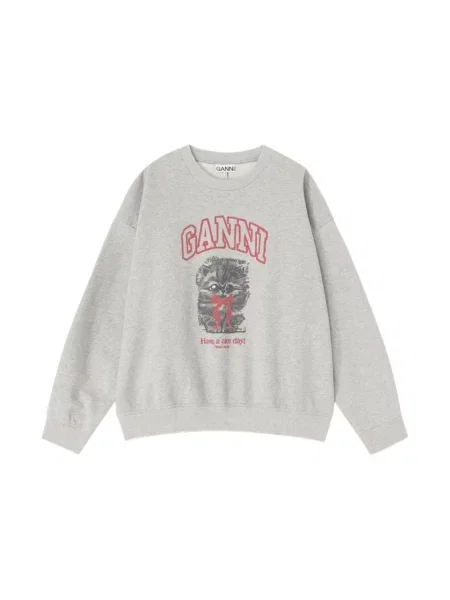 Bluza Ganni z nadrukiem szara