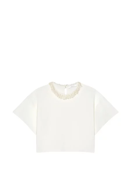Gulerat top Givenchy cu broderie tricotate alb