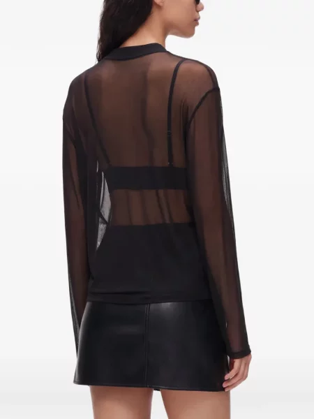 Мрежест дълго топ Karl Lagerfeld Jeans черно