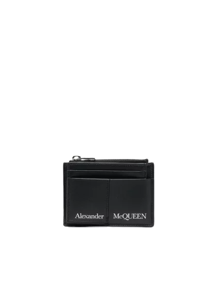 Portfel Alexander Mcqueen skórzany z logo czarny