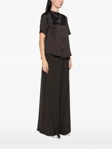 Scurt top Imperial din satin negru