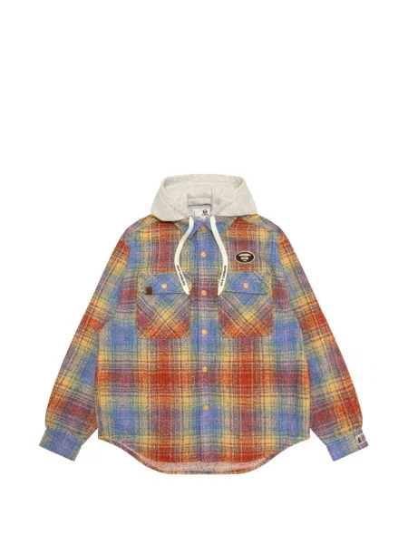 Cămașă Aape By A Bathing Ape în carouri cu glugă albastru