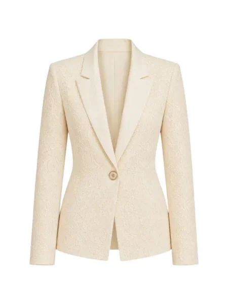 Sacou Divedivine cu broderie din dantelă cu rever galben