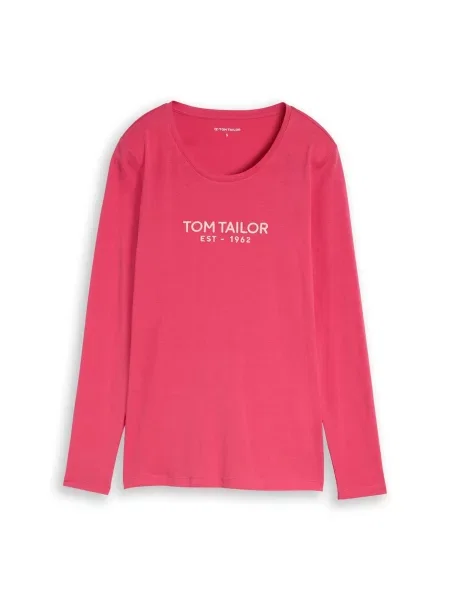 TOM TAILOR Tricou roz zmeură / lână alb