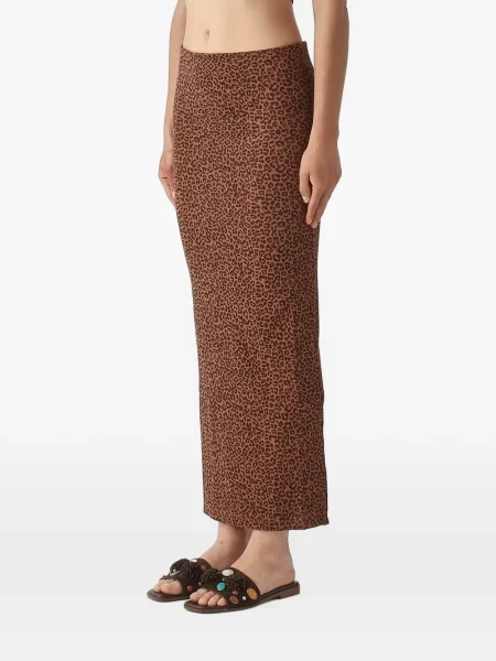 Fustă midi Mc2 Saint Barth cu imagine cu model leopard maro