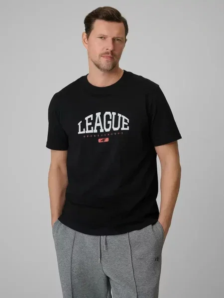 T-SHIRT 4F KOSZULKA SPORTOWA Z NADRUKIEM czarna