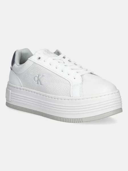Sneakerși Calvin Klein Jeans din dantelă alb