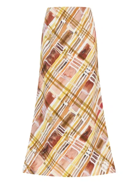 Fustă midi Rosie Assoulin cu imprimeu abstract până la genunchi galben