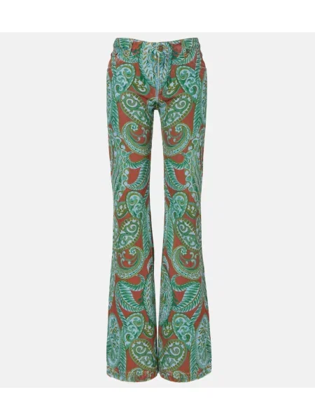 Jeansy Etro z wysoką talią z wzorem paisley niebieskie