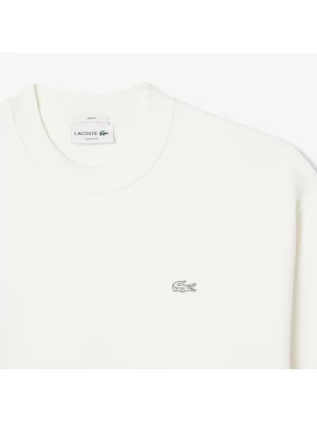 Lacoste Bluza Luźny Krój Z Grubego Polaru Kremowa biały