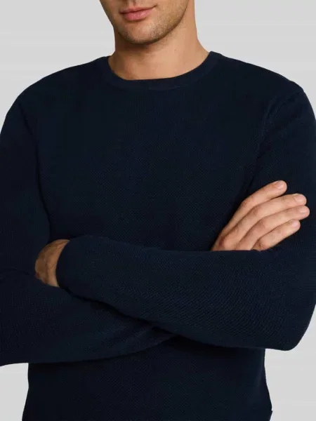 Sweter z czystej bawełny o kroju regular fit Tom Tailor Denim granatowy