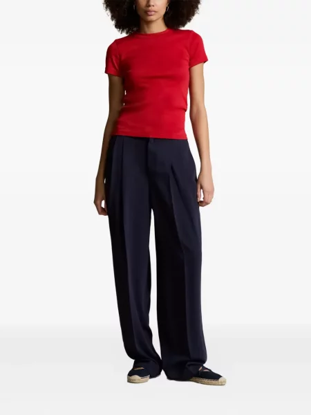 Długa koszulka Polo Ralph Lauren z okrągłym dekoltem zamszowa zielona