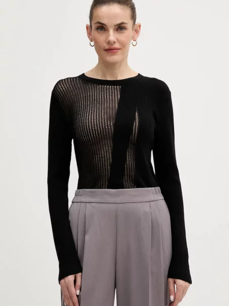 Bombažen pulover Sisley črna