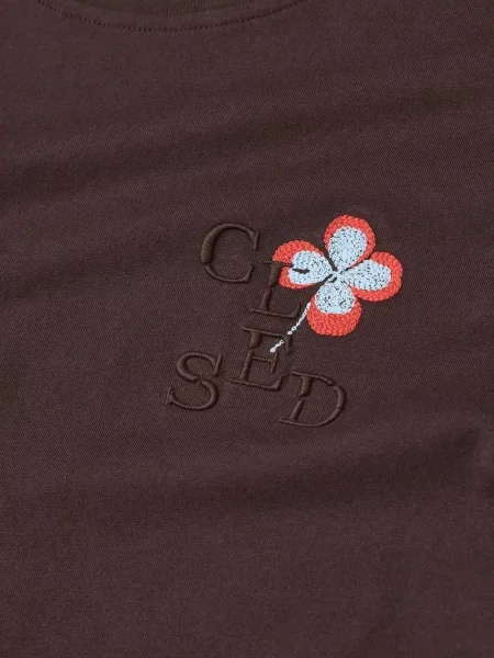 Tricou Closed cu broderie maro