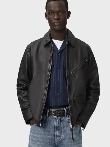 Шкіряна куртка Allsaints чорна