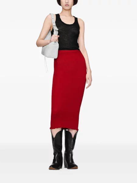 Fustă midi Maison Margiela tricotate roșu