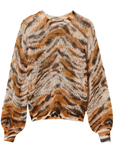 Pulover Twinset cu imagine cu imprimeu animal print maro