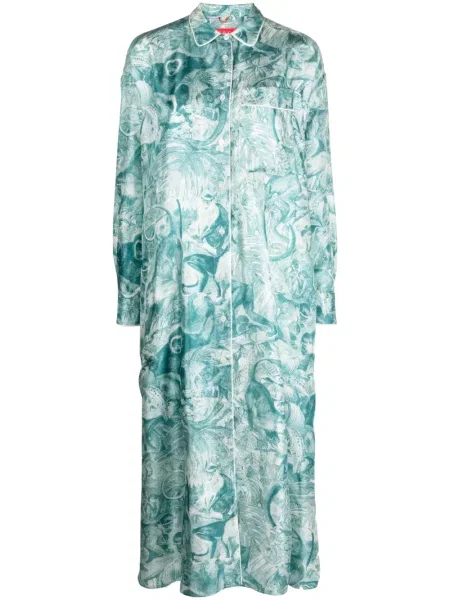 Rochie tip cămașă F.r.s For Restless Sleepers cu imagine de costum verde