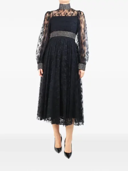 Rochie maxi Christopher Kane cu model floral din dantelă negru