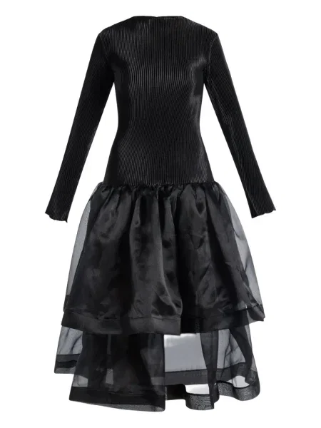 Sukienka midi L'idée do kolan garniturowa prążkowana czarna