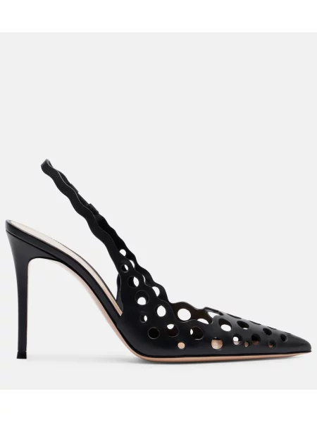 Pantofi cu toc Gianvito Rossi din piele slingback negru