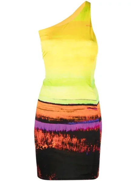 Mała sukienka mini Louisa Ballou na jednym ramieniu garniturowa żółta