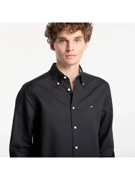 Košile Tommy Hilfiger Linen Blend Solid Btd Rf Shirt Black M černá