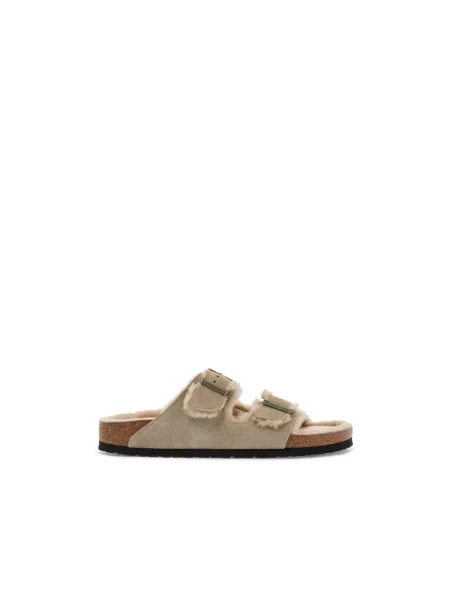 Klapki Birkenstock skórzane zielone