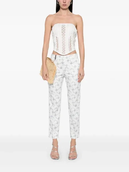Pantaloni Peserico cu imagine cu imprimeu geometric alb
