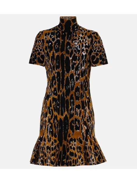 Rochie Alaïa cu imagine cu model leopard negru