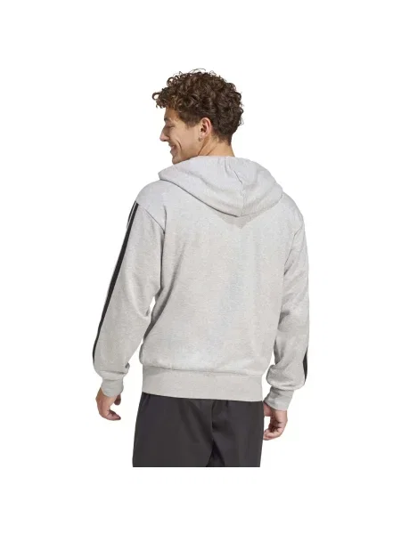 Pruhovaná froté mikina s kapucňou Adidas sivá