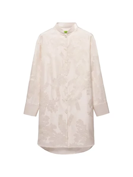 Rochie tip cămașă Shanghai Tang din jacard roz