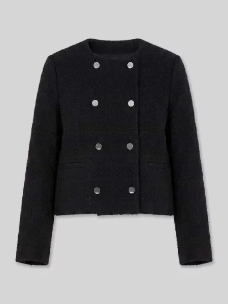 Żakiet krótki o kroju regular fit z dodatkiem wełny Calvin Klein Womenswear czarna