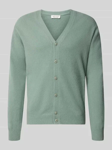 Kardigan z mieszanki wełny z dekoltem w serek model KARL' Casual Friday fioletowy