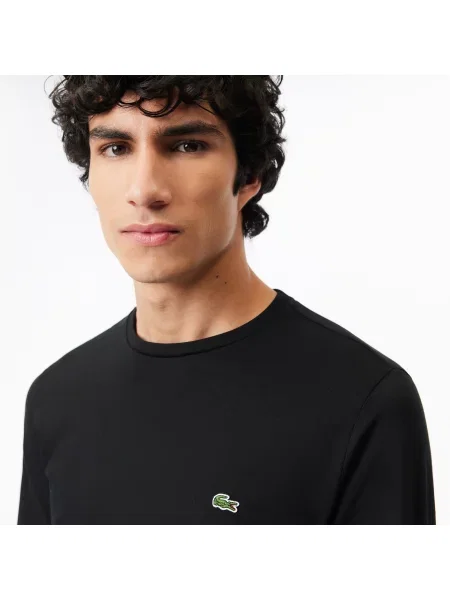 Lacoste Koszulka Z Długim Rękawem Z Bawełny Pima czarna