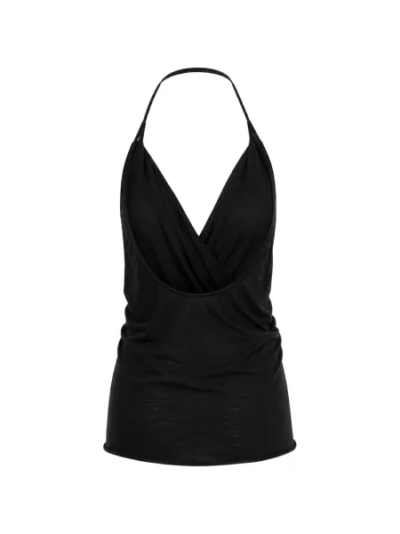 Bluză Rick Owens drapată cu gât halter negru