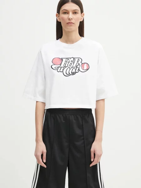 Fiorucci tricou din Curly Lollipop Logo Cropped Padded femei alb