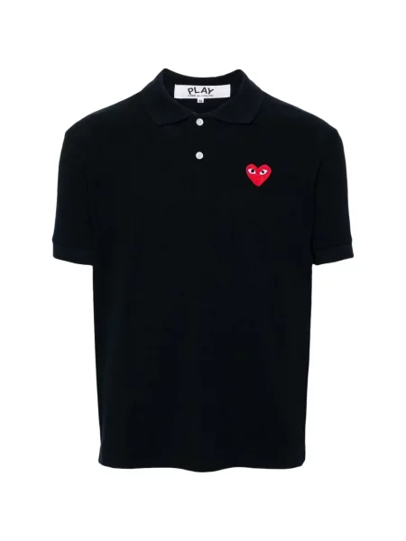 Tricou polo Comme Des Garçons cu motiv cu inimi negru