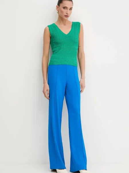 Morgan spodnie PBARY proste high waist PBARY niebieski