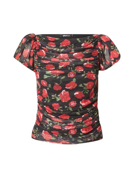 Gina Tricot Tricou verde / rosé / roşu închis negru