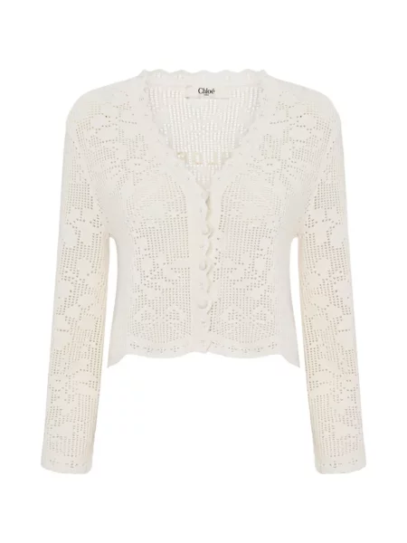 Decupat cardigan Chloé tricotate alb