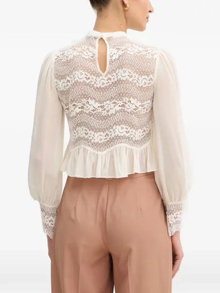 Top Twinset cu volane din dantelă