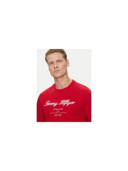 Tommy Hilfiger Póló Script Logo Regular Fit piros