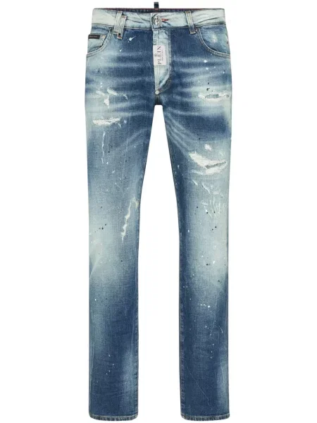 Дънки Philipp Plein с пейсли десен синьо