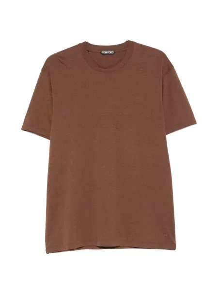 Scurt tricou Tom Ford cu decolteu rotund maro